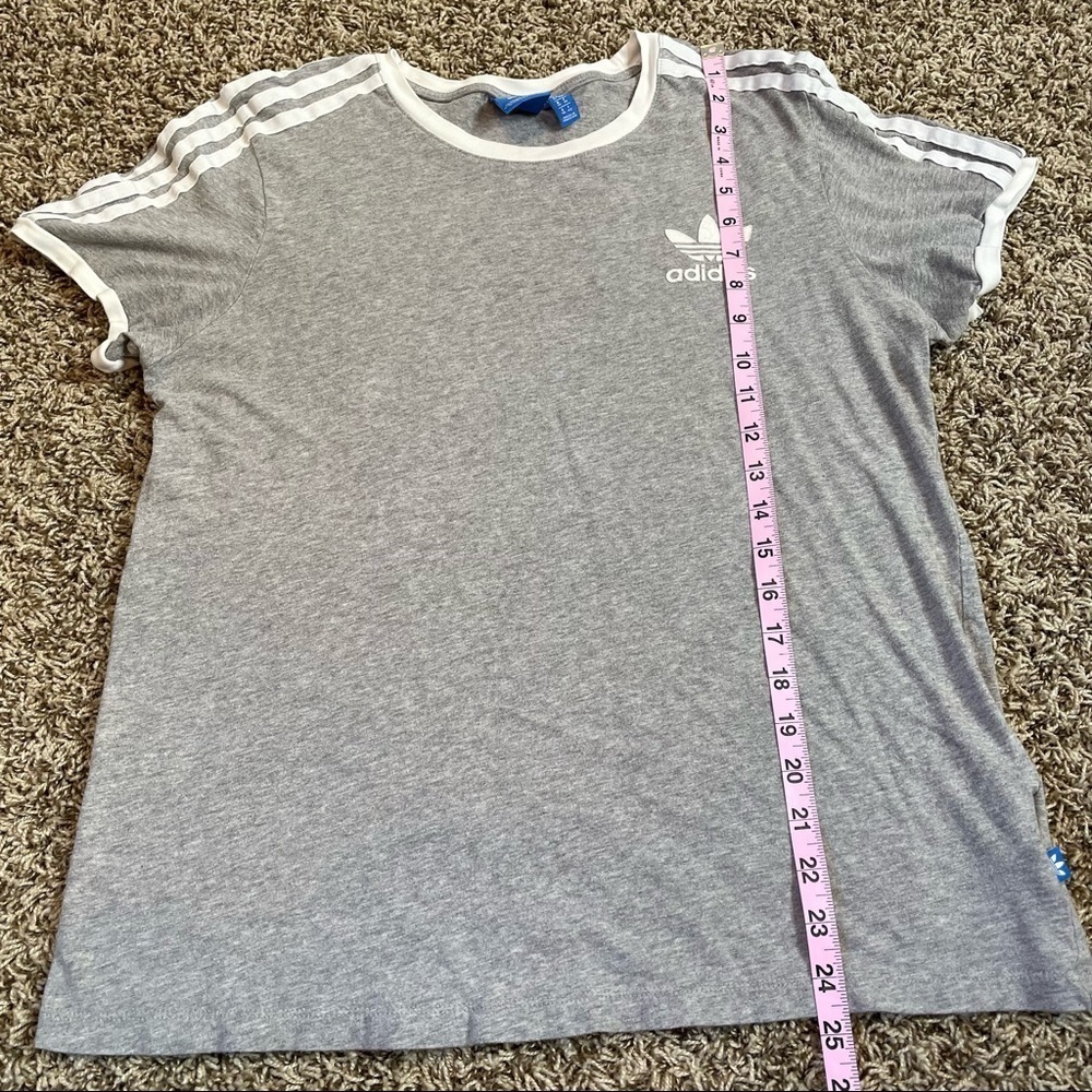 Adidas Classics 3-Stripes Tee Heather Gray Grey Small Cotton Tee Short Sleeve - Picture 8 of 11